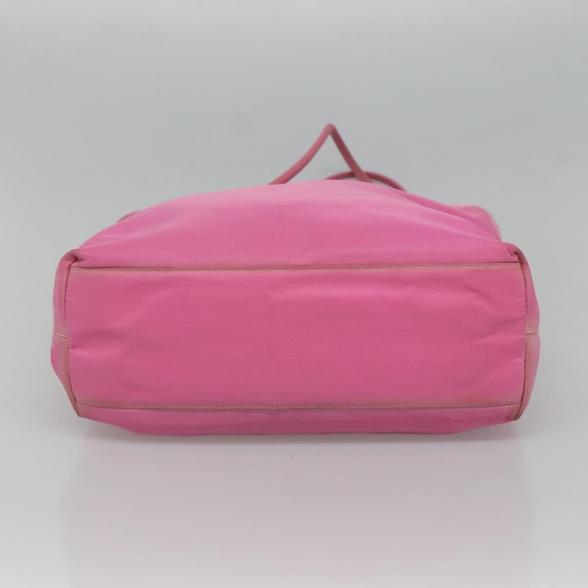 PRADA Tote Bag Nylon Pink Silver Auth EC753