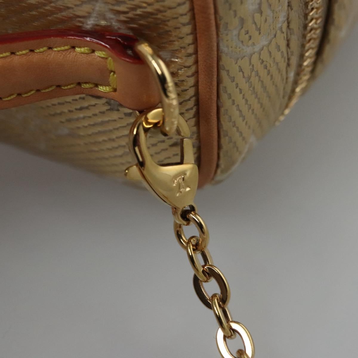LOUIS VUITTON Monogram Laminated Jacquard Microvanity Gold M22920 LV Auth EC760SM