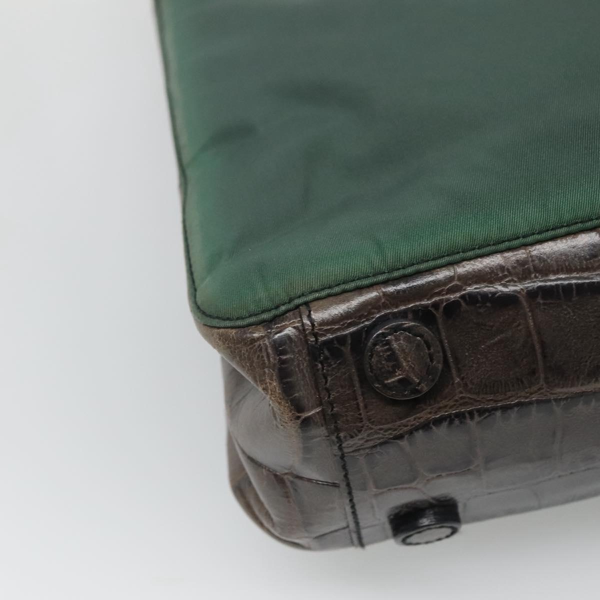 PRADA Shoulder Bag Nylon Green Silver Auth EC761