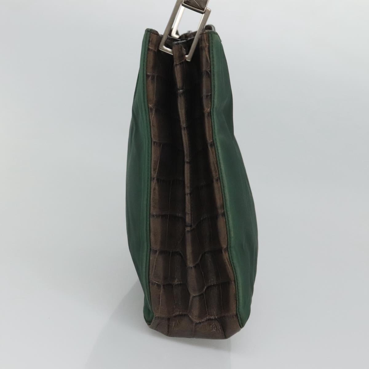 PRADA Shoulder Bag Nylon Green Silver Auth EC761