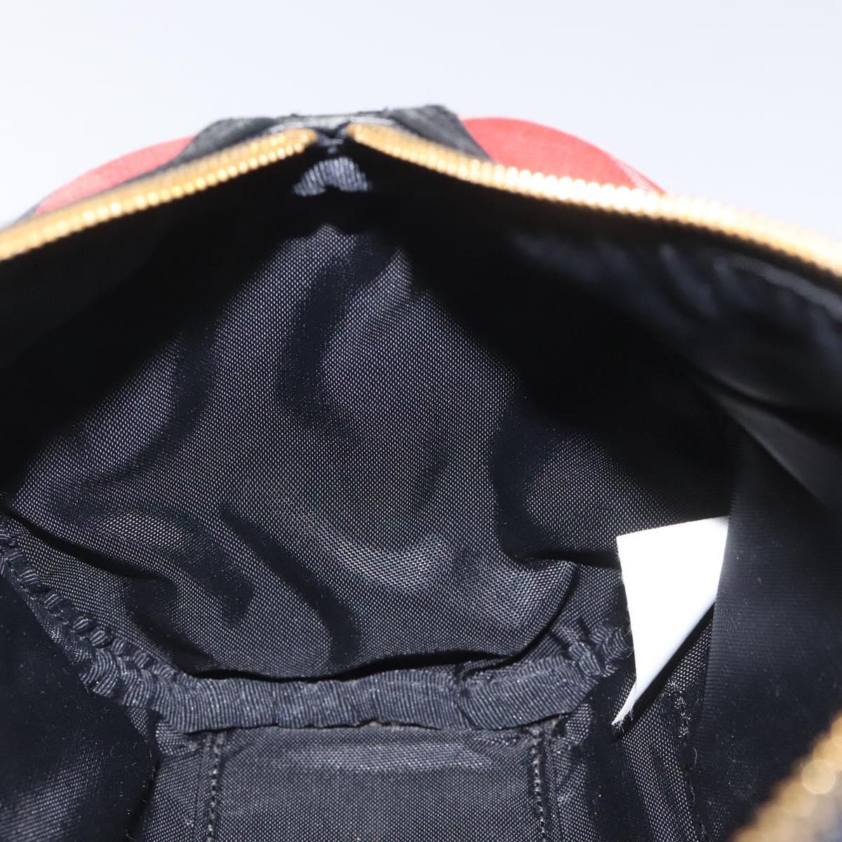 BURBERRY Nova Check Blue Label Hand Bag Nylon Leather Red Black gold Auth EC765