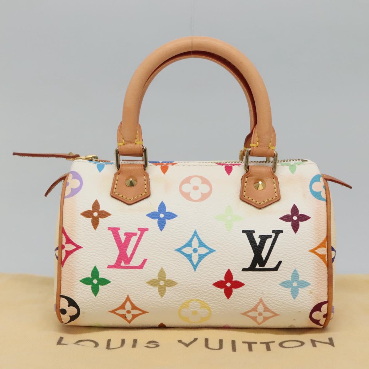 LOUIS VUITTON Monogram Multicolor Mini Speedy Hand Bag White M92645 Auth EC767AV