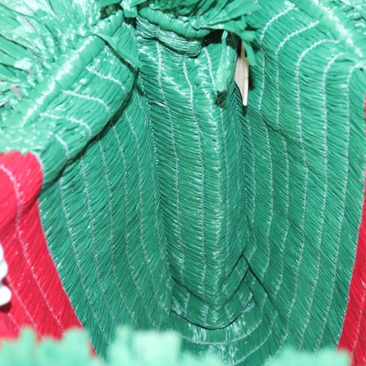 GUCCI Web Sherry Line Hand Bag Raffia Red Green 524810 Auth EC781V