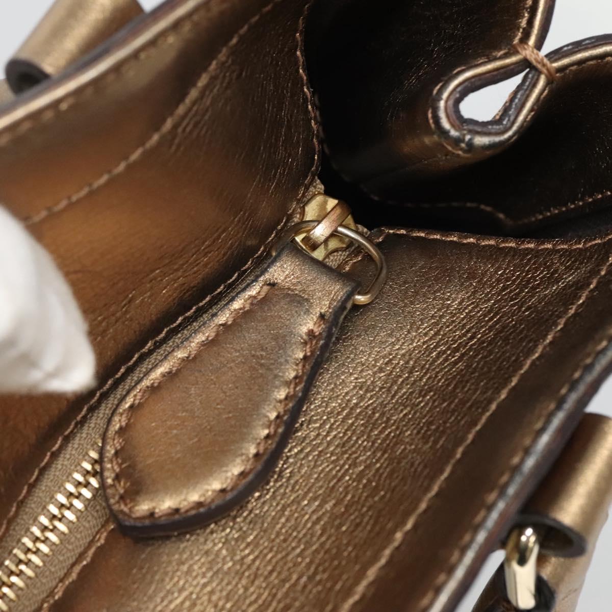 BURBERRY Nova Check Hand Bag PVC Leather Beige gold Auth EC786