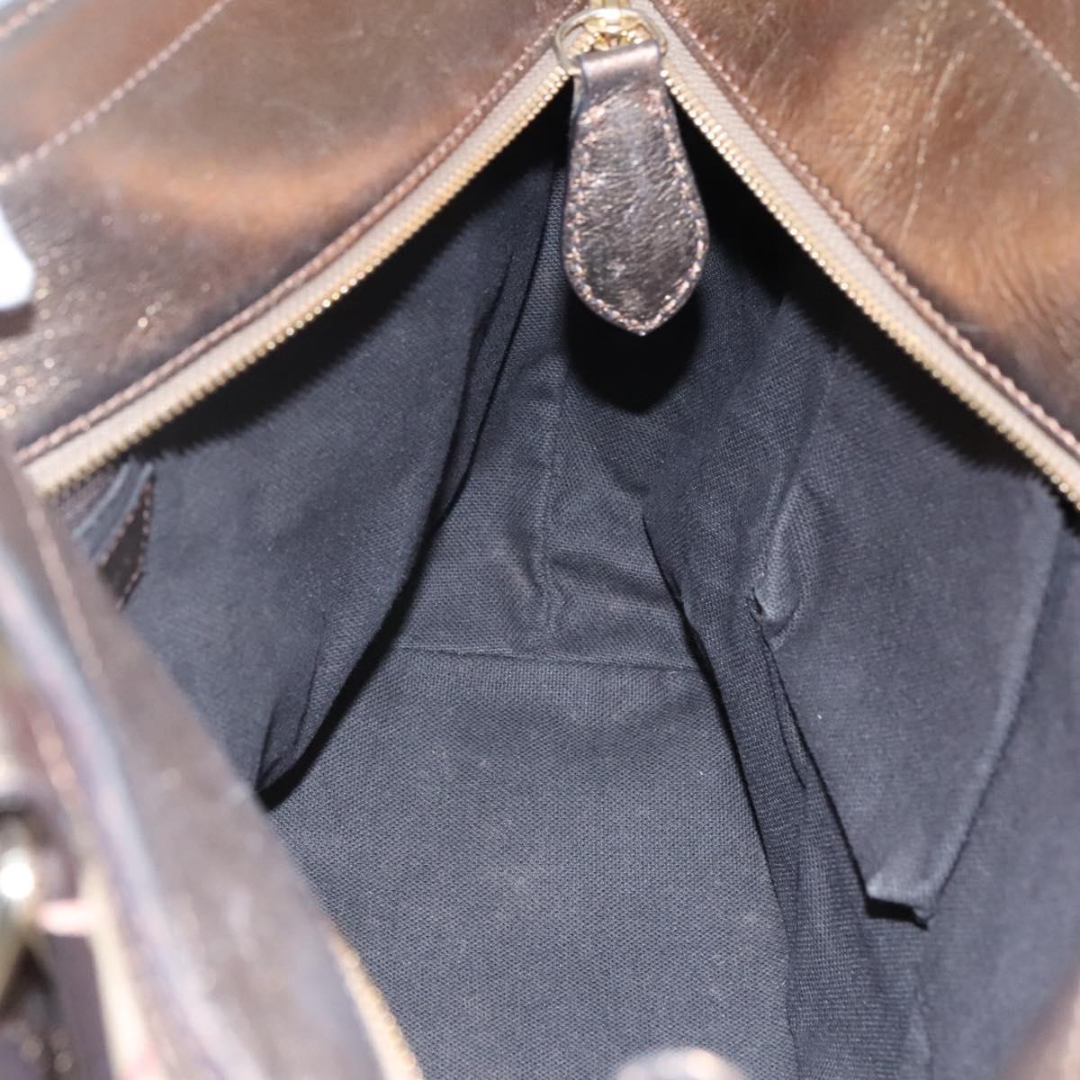 BURBERRY Nova Check Hand Bag PVC Leather Beige gold Auth EC786