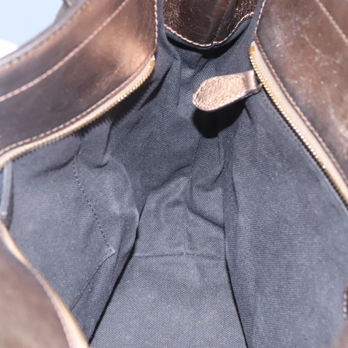 BURBERRY Nova Check Hand Bag PVC Leather Beige gold Auth EC786