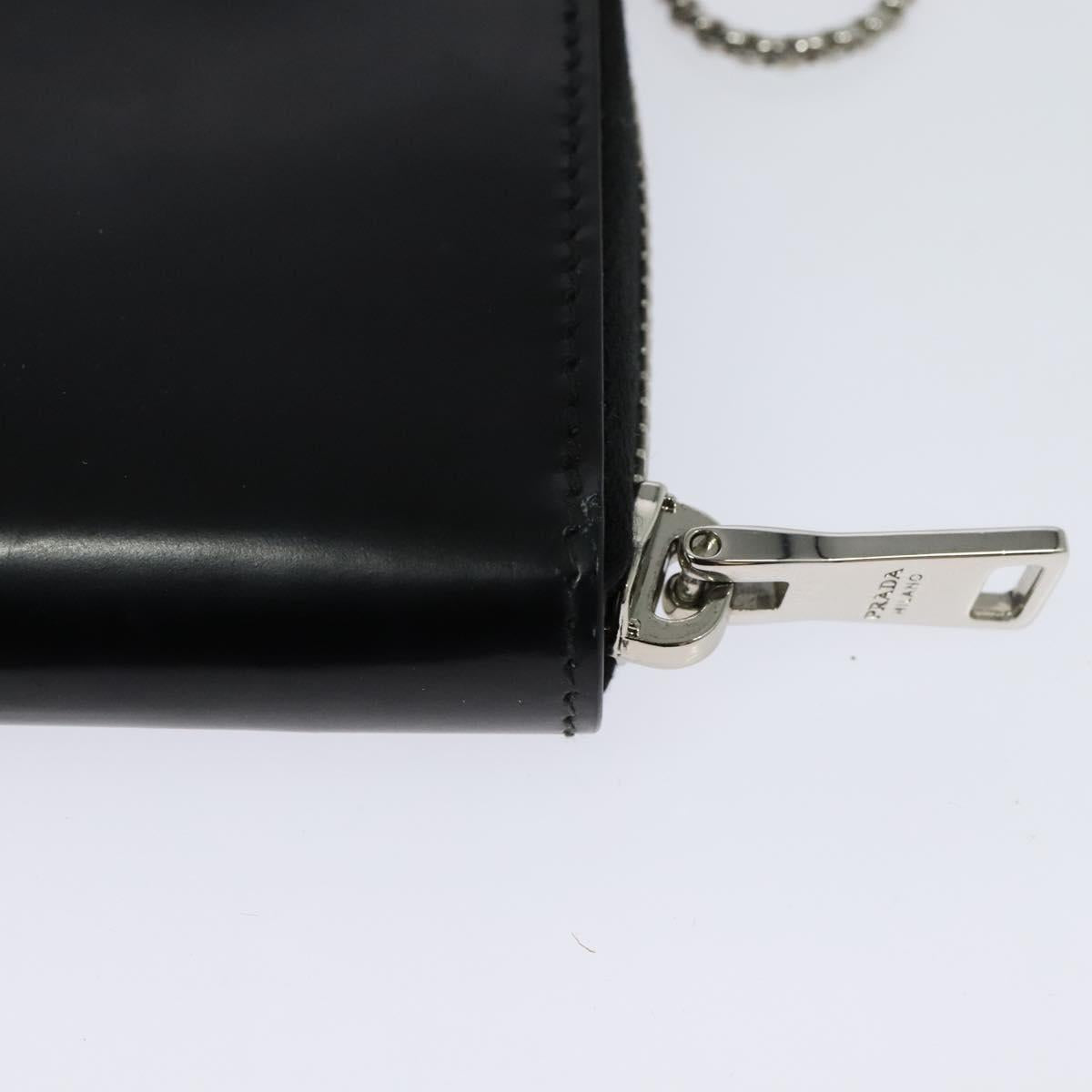 PRADA Chain Shoulder Bag Leather Black Auth EC795V