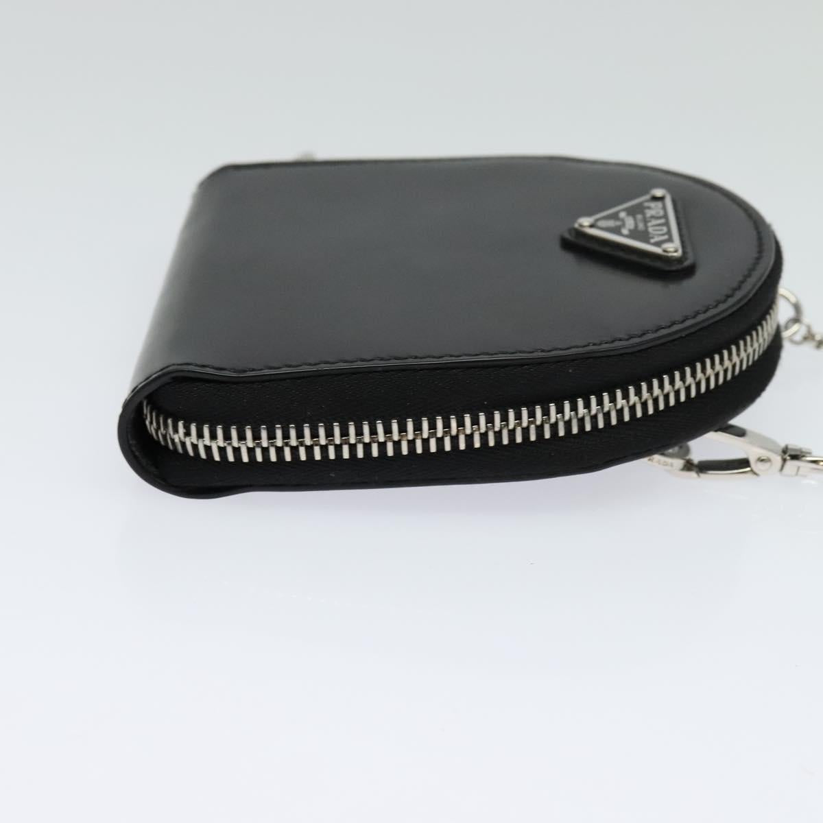 PRADA Chain Shoulder Bag Leather Black Auth EC795V
