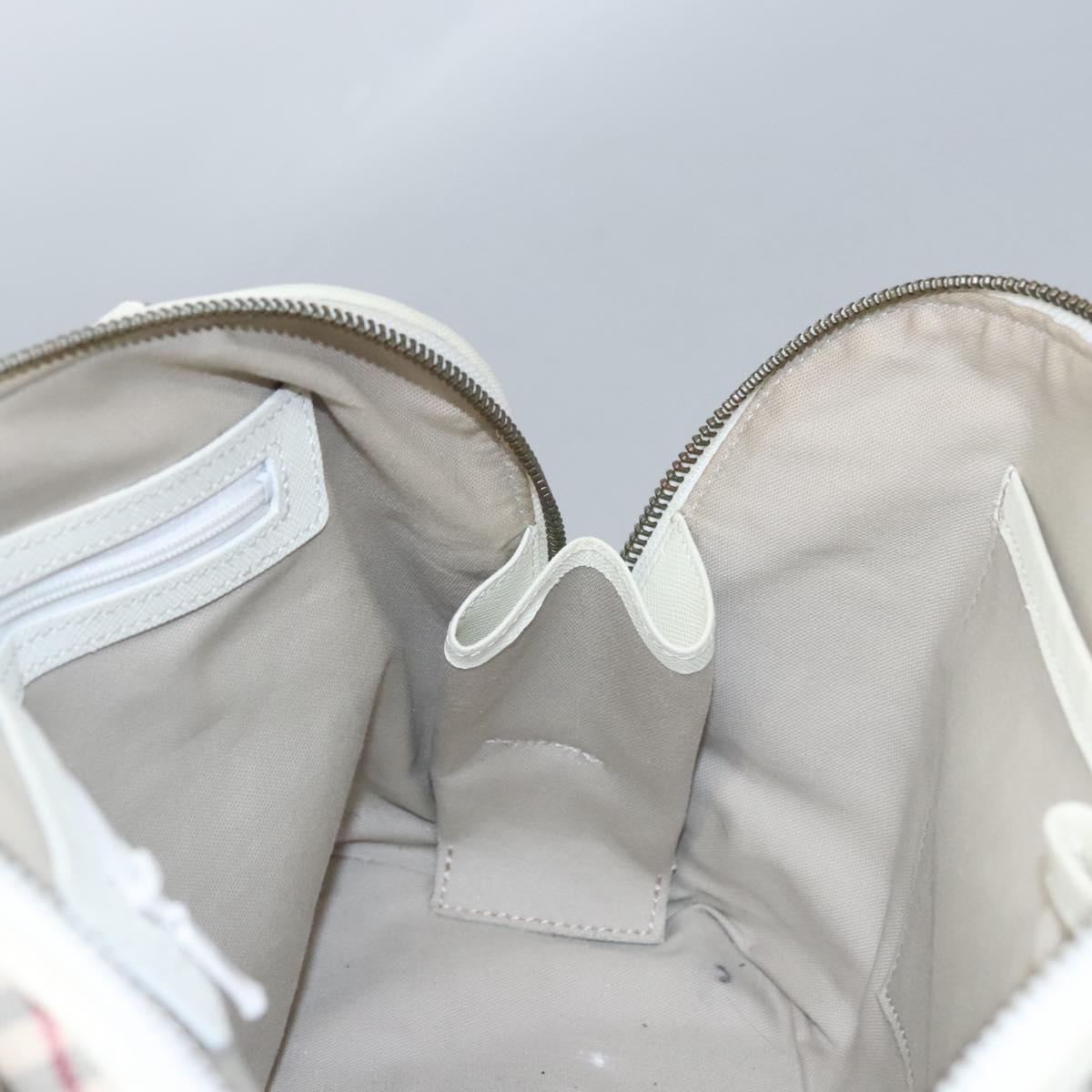 BURBERRY Nova Check Hand Bag Canvas Beige White Auth EC813