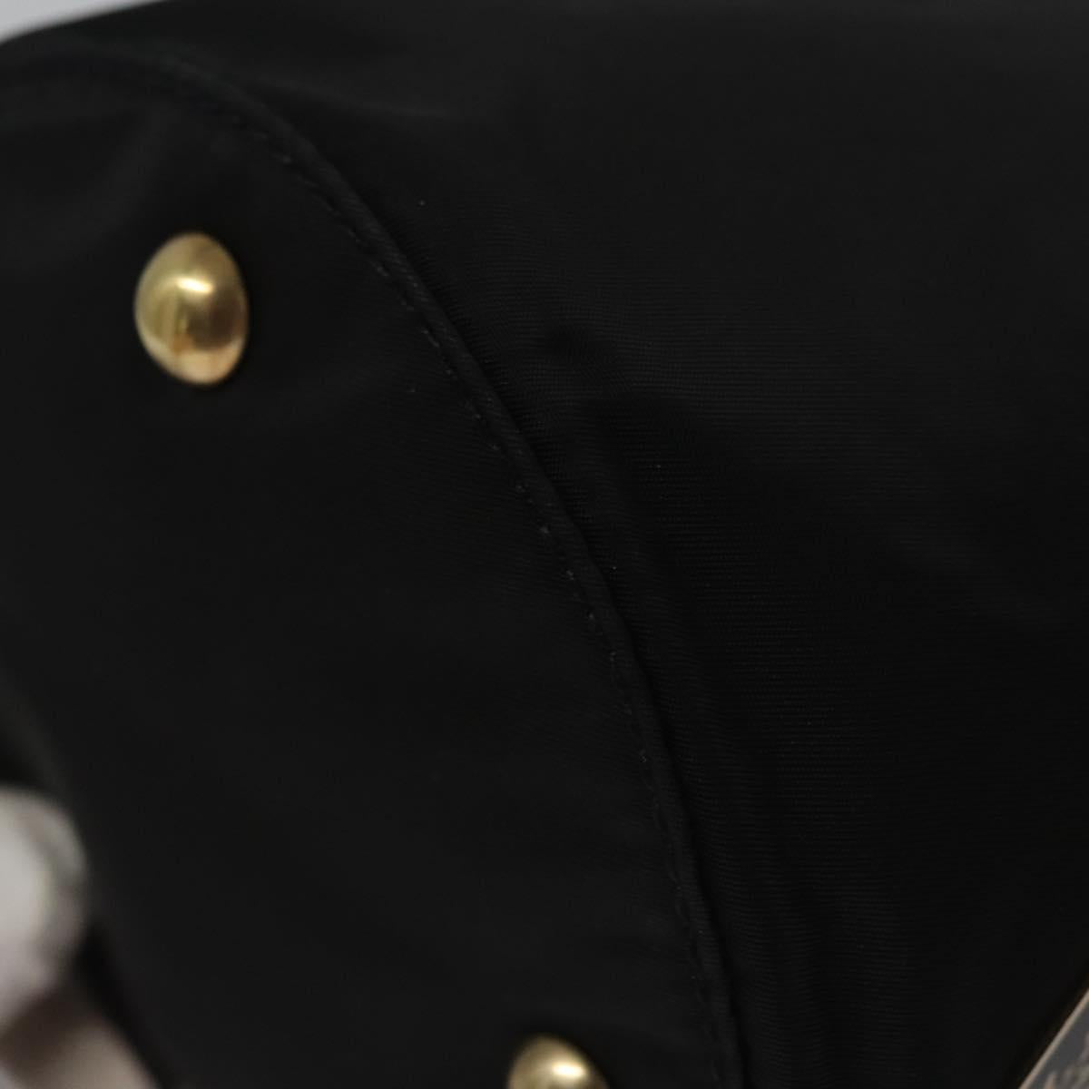 PRADA Hand Bag Nylon Leather Black Gold Auth EC817V