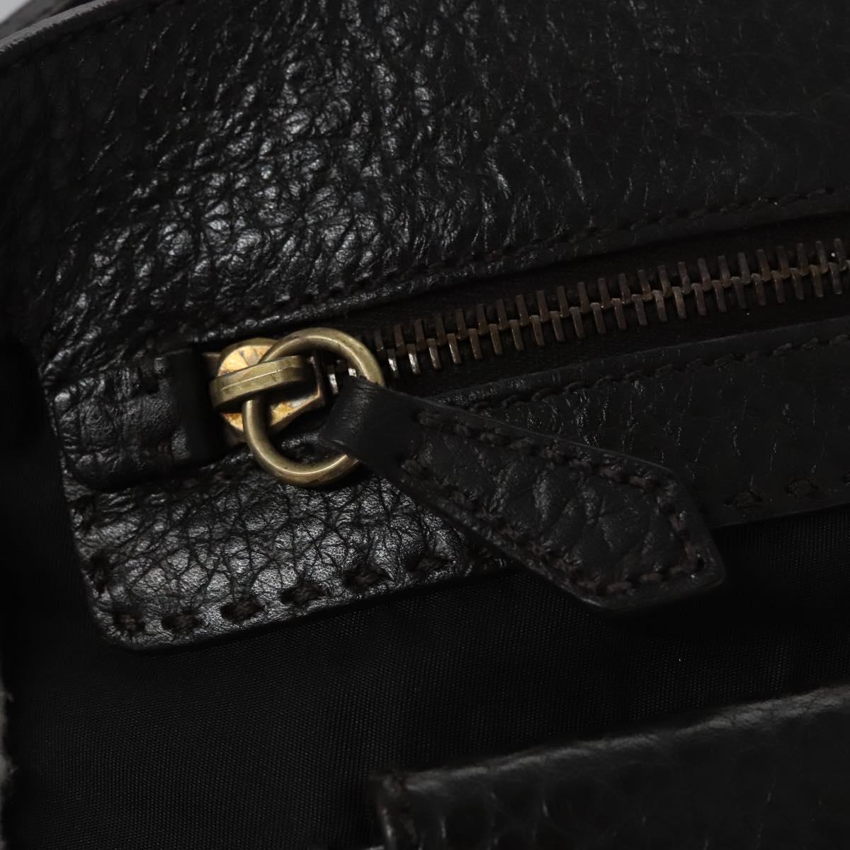 PRADA Hand Bag Nylon Leather Black Gold Auth EC817V