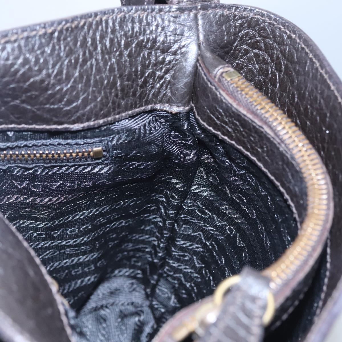 PRADA Hand Bag Nylon Leather Black Gold Auth EC817V