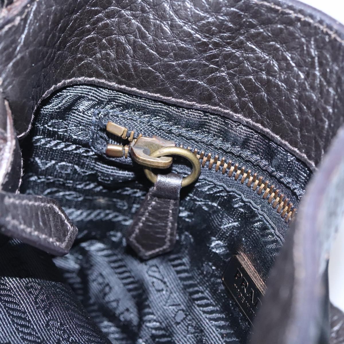 PRADA Hand Bag Nylon Leather Black Gold Auth EC817V