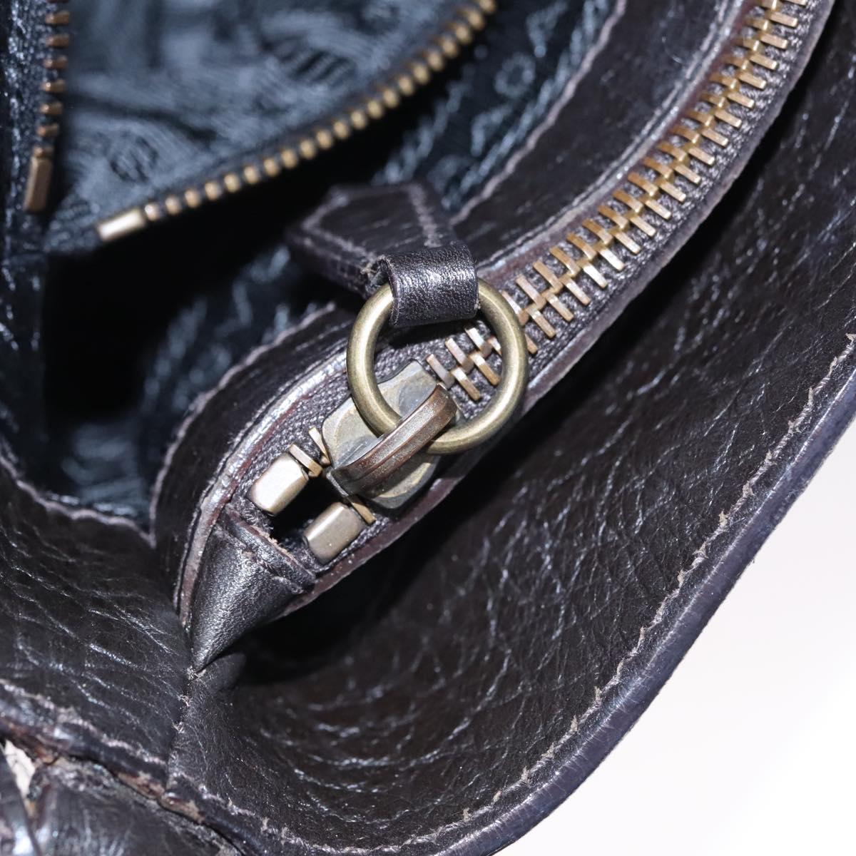 PRADA Hand Bag Nylon Leather Black Gold Auth EC817V