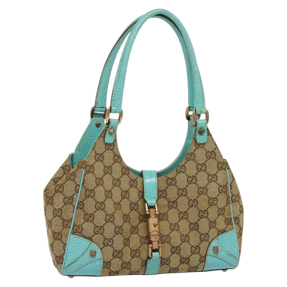 GUCCI GG Canvas New Jackie Shoulder Bag Beige Gold 124409 Auth EC820