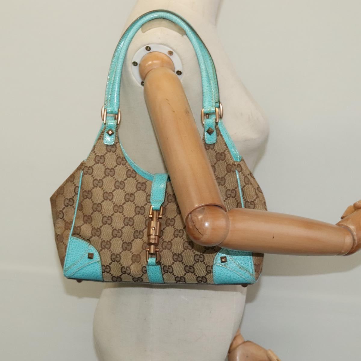 GUCCI GG Canvas New Jackie Shoulder Bag Beige Gold 124409 Auth EC820