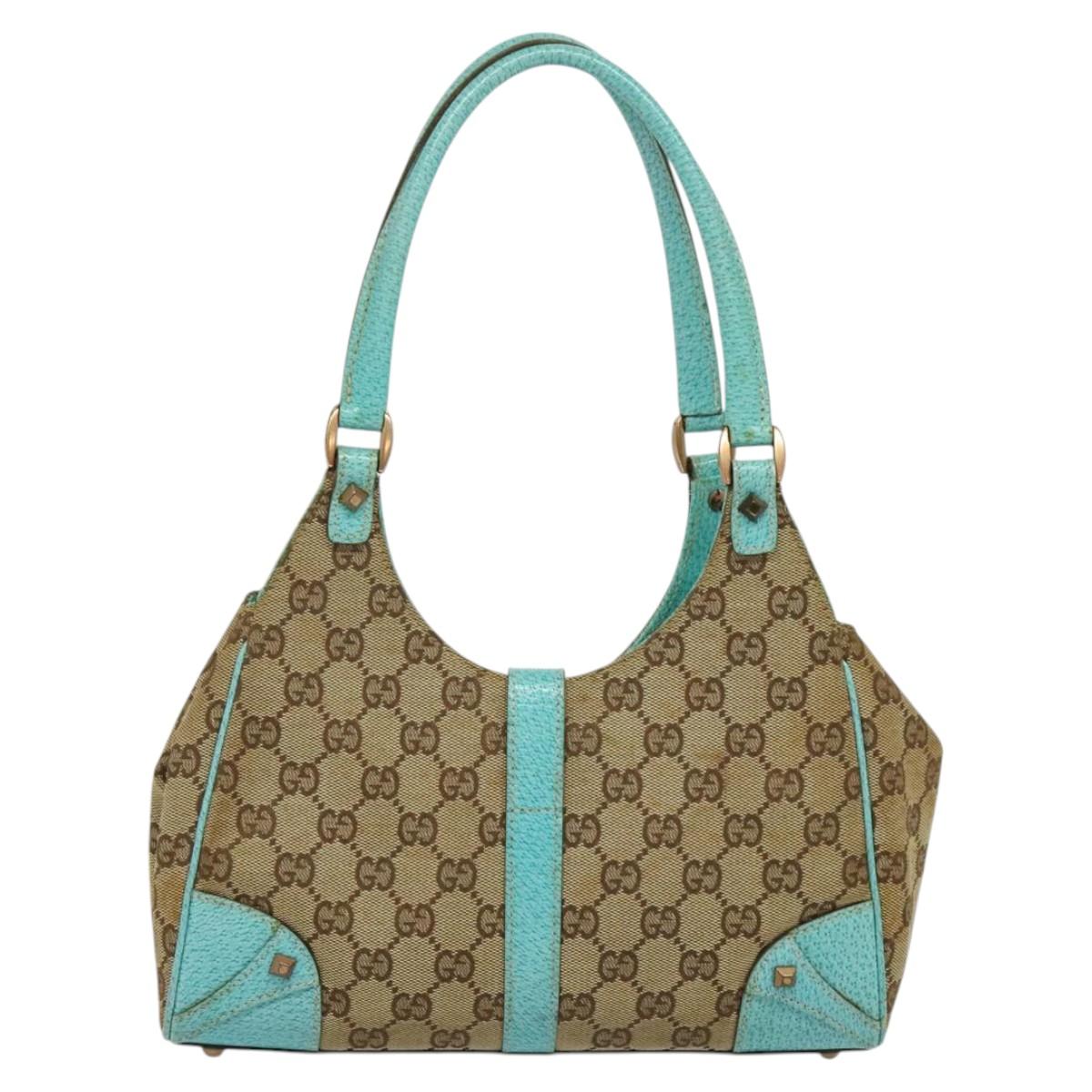 GUCCI GG Canvas New Jackie Shoulder Bag Beige Gold 124409 Auth EC820