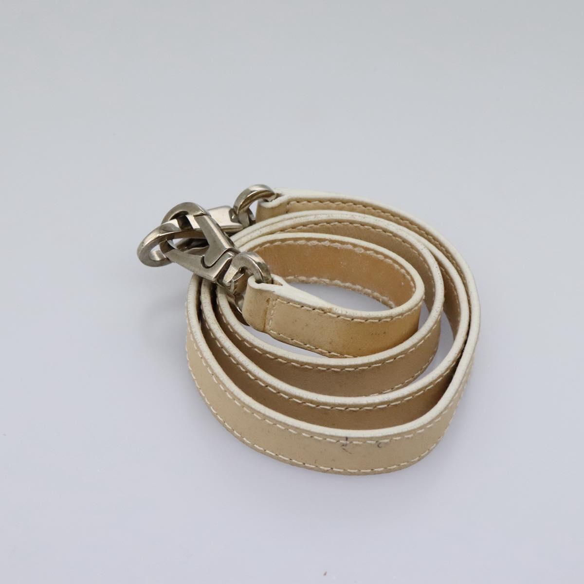 Salvatore Ferragamo Hand Bag Coated Canvas White Beige Silver Auth EC841