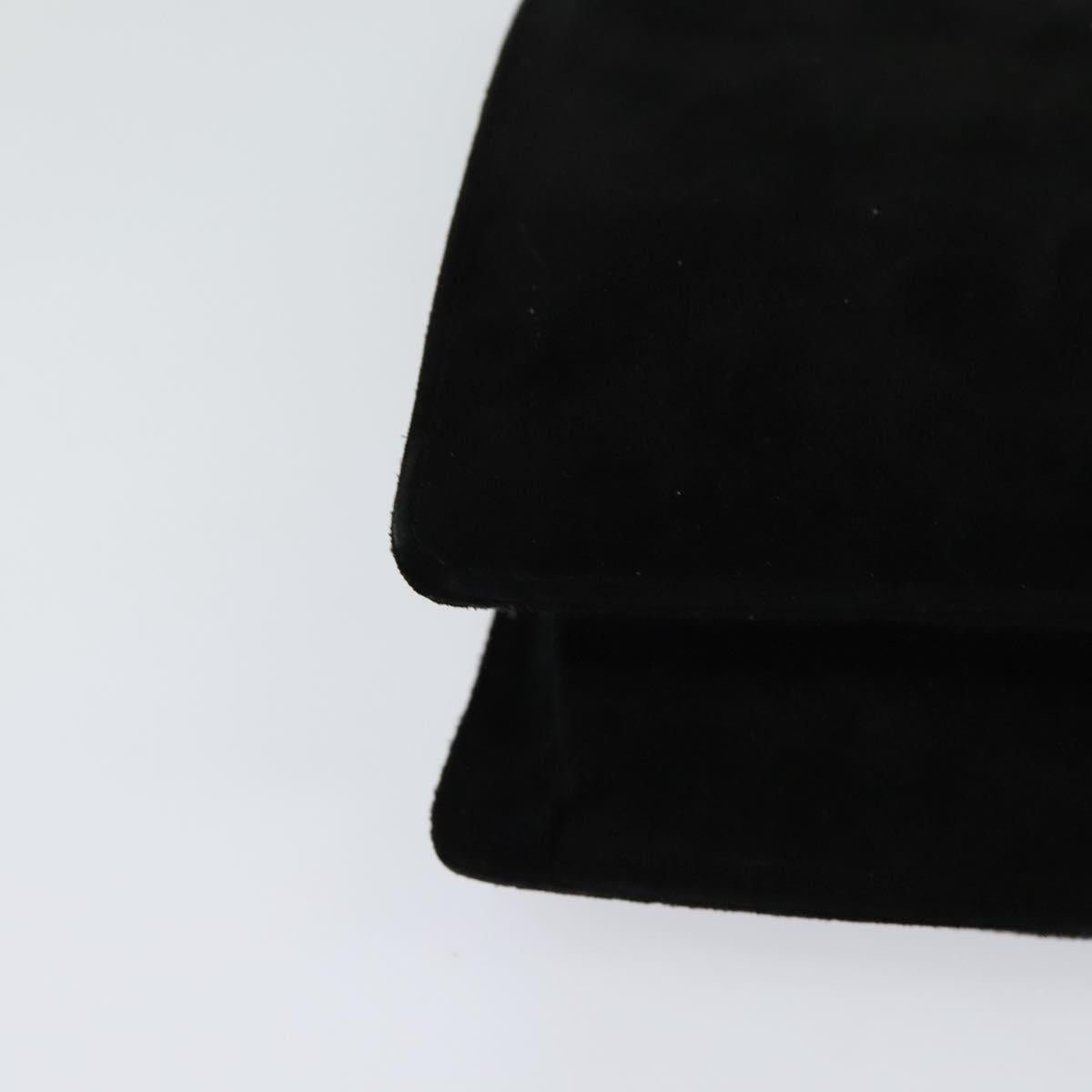 Salvatore Ferragamo Chain Shoulder Bag Suede Black Gold Auth EC847