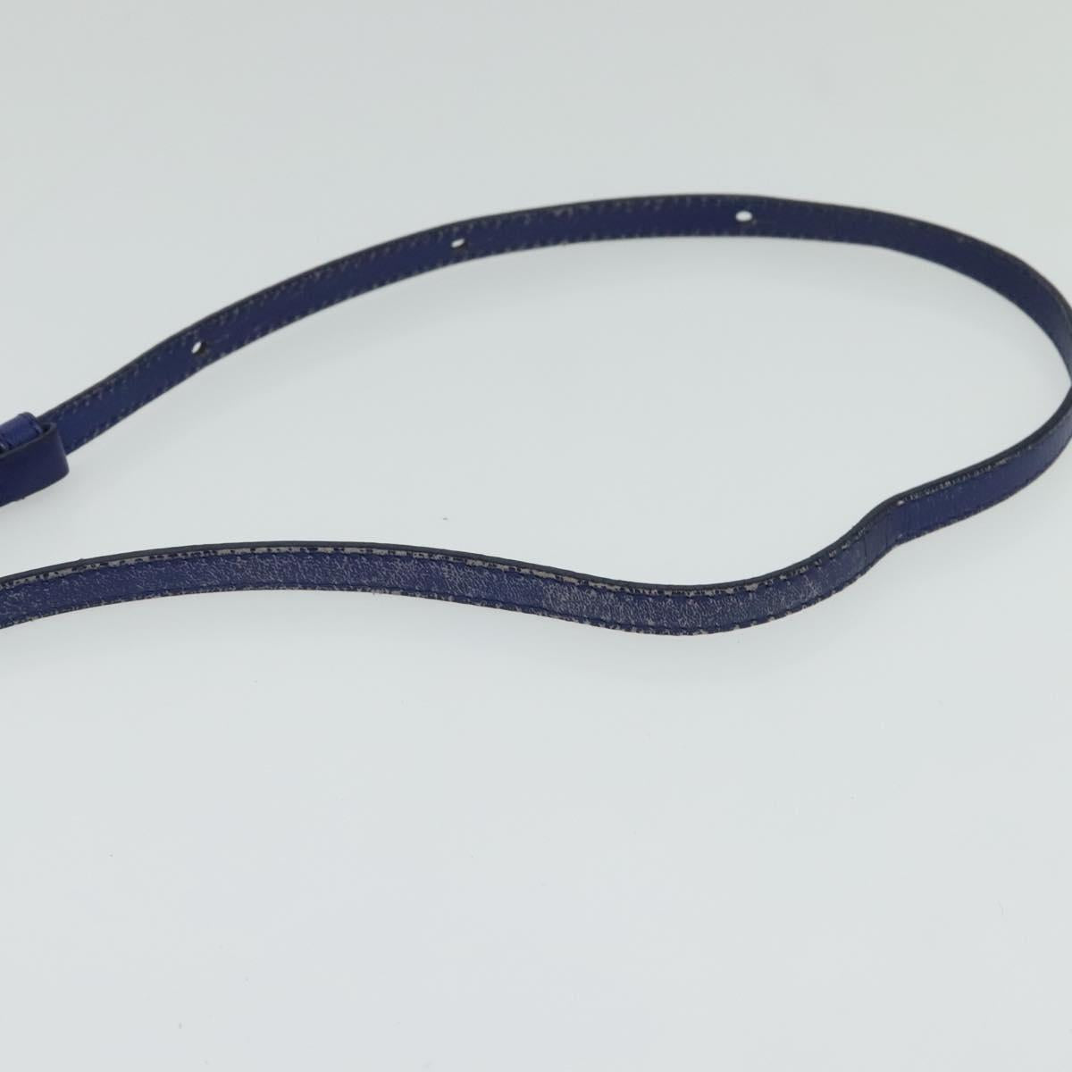 CELINE Trio Shoulder Bag Leather Blue Gold Auth EC863