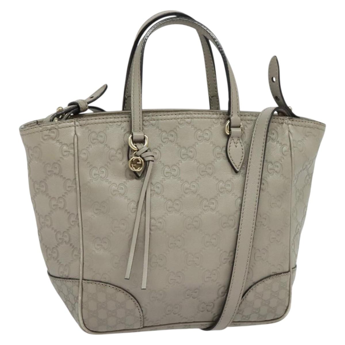 GUCCI GG Canvas Guccissima Hand Bag Leather Gray Gold 353121 Auth EC864