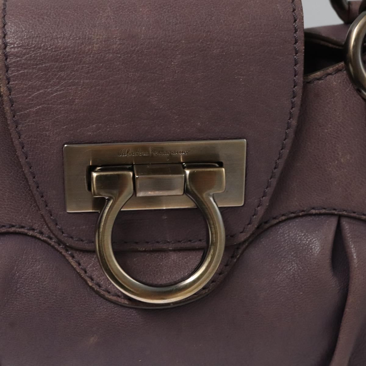 Salvatore Ferragamo Gancini Shoulder Bag Leather Purple Auth EC874