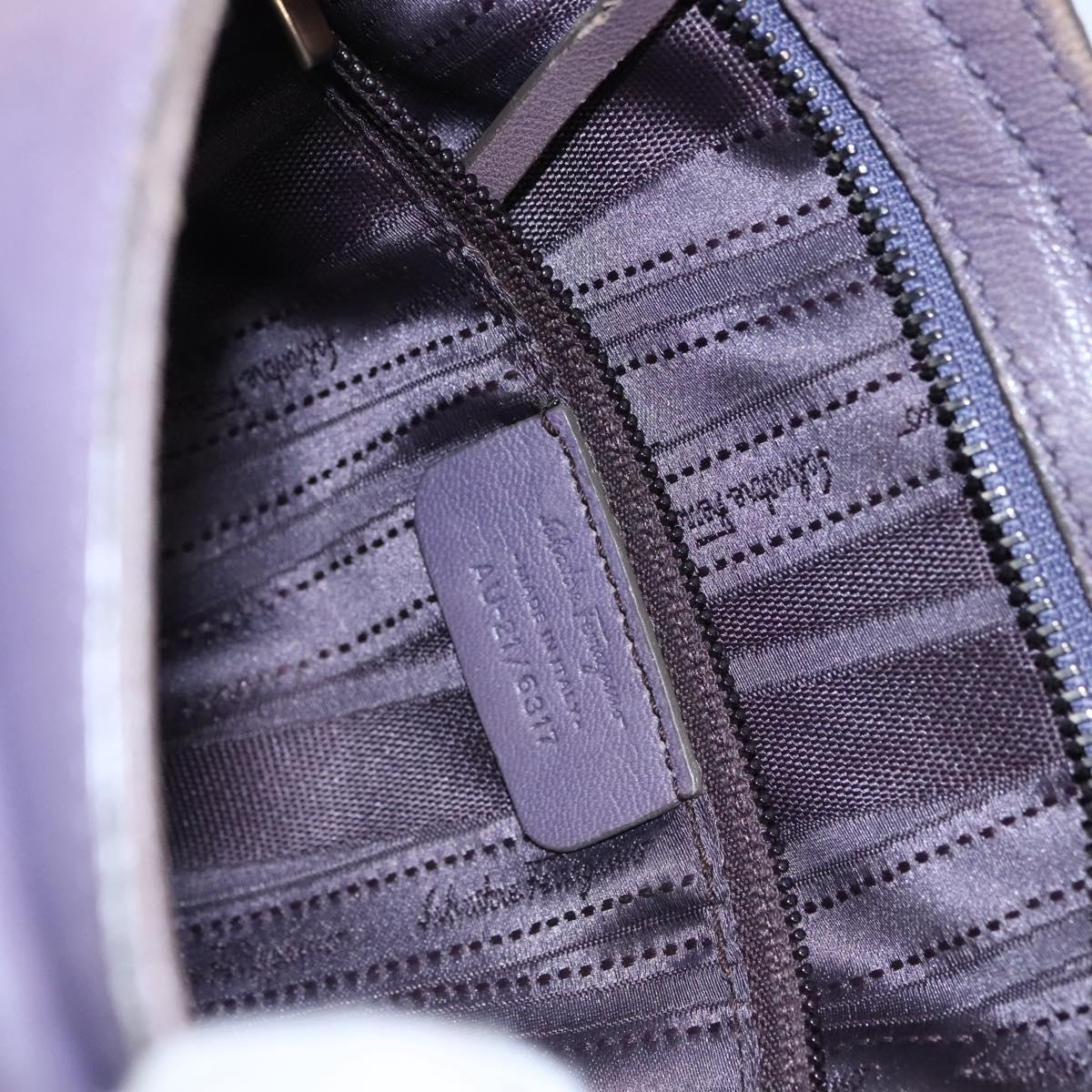 Salvatore Ferragamo Gancini Shoulder Bag Leather Purple Auth EC874