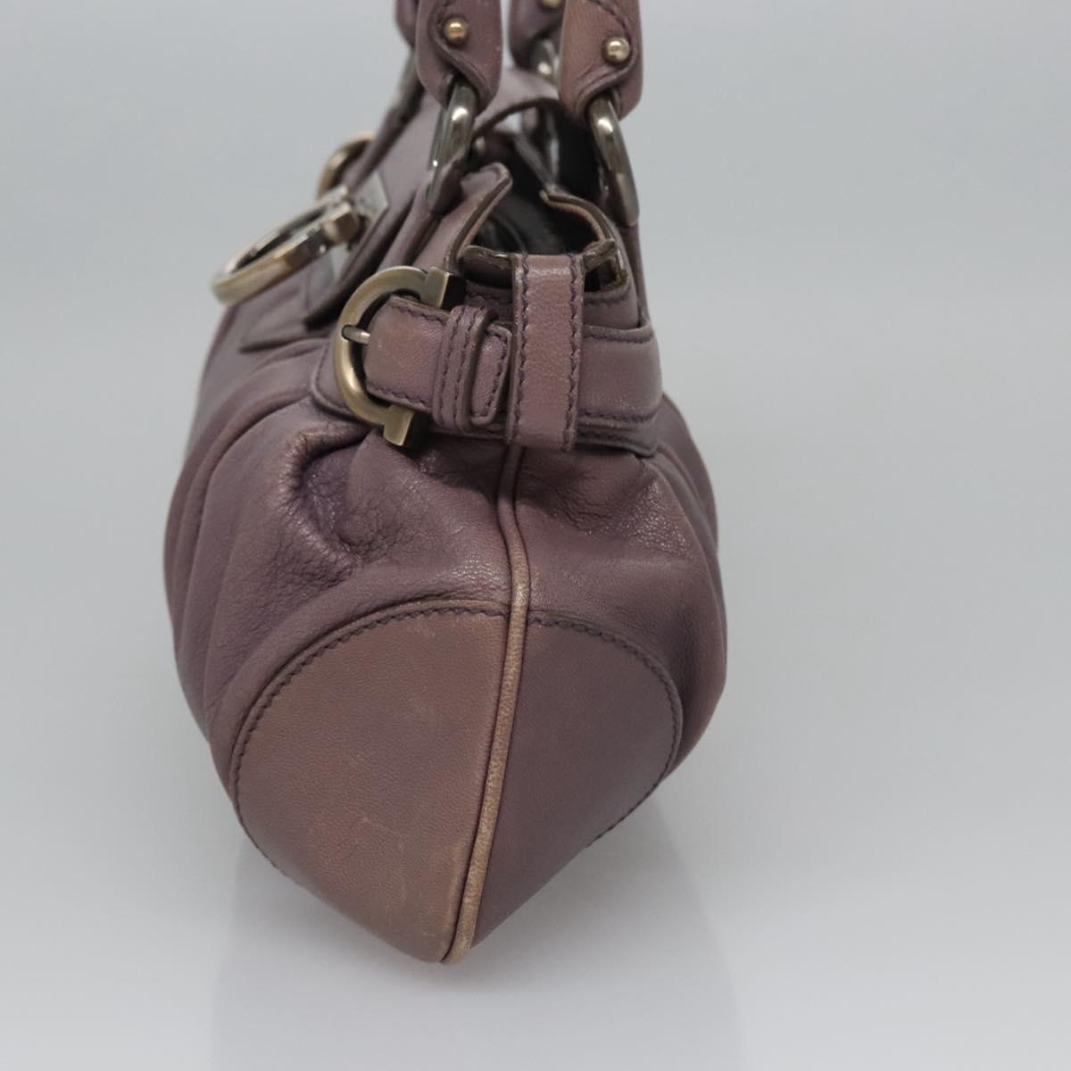 Salvatore Ferragamo Gancini Shoulder Bag Leather Purple Auth EC874