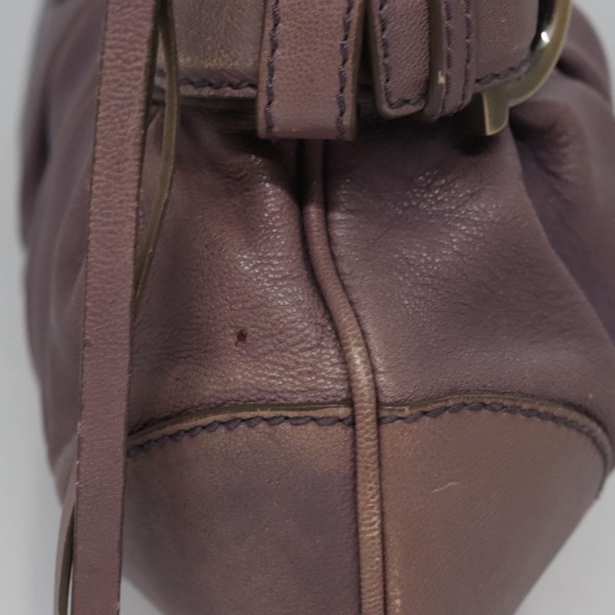 Salvatore Ferragamo Gancini Shoulder Bag Leather Purple Auth EC874