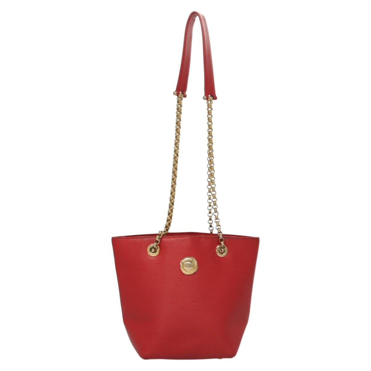 Chloe Chain Shoulder Bag Leather Red Gold Auth EC882