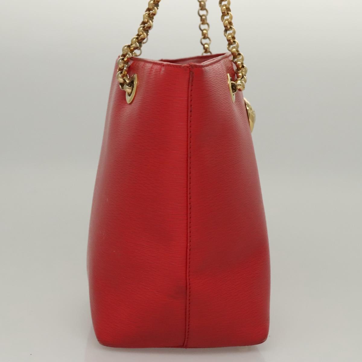 Chloe Chain Shoulder Bag Leather Red Gold Auth EC882