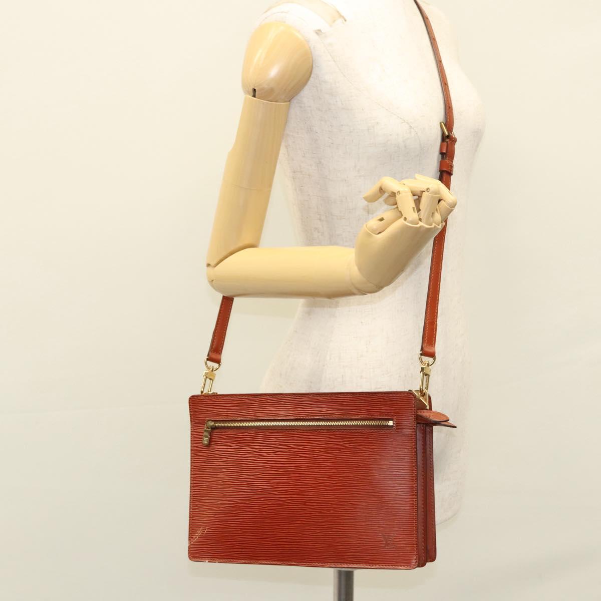 LOUIS VUITTON Epi Angian Clutch Bag Brown M52113 LV Auth EC884