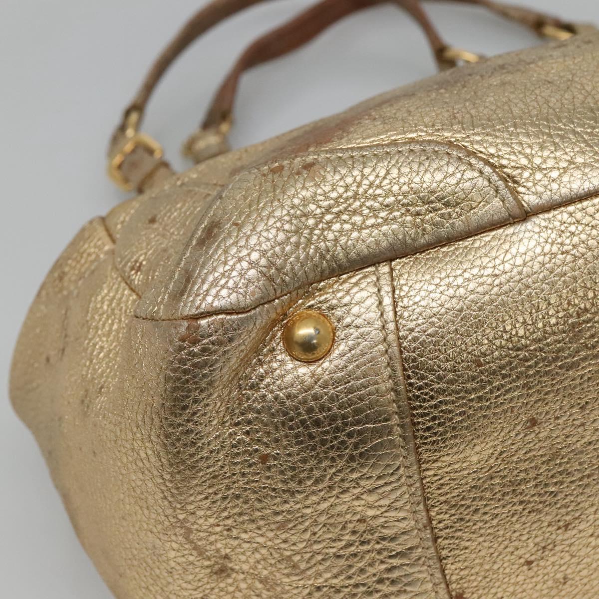 PRADA Tote Bag Leather Gold Tone Auth EC905