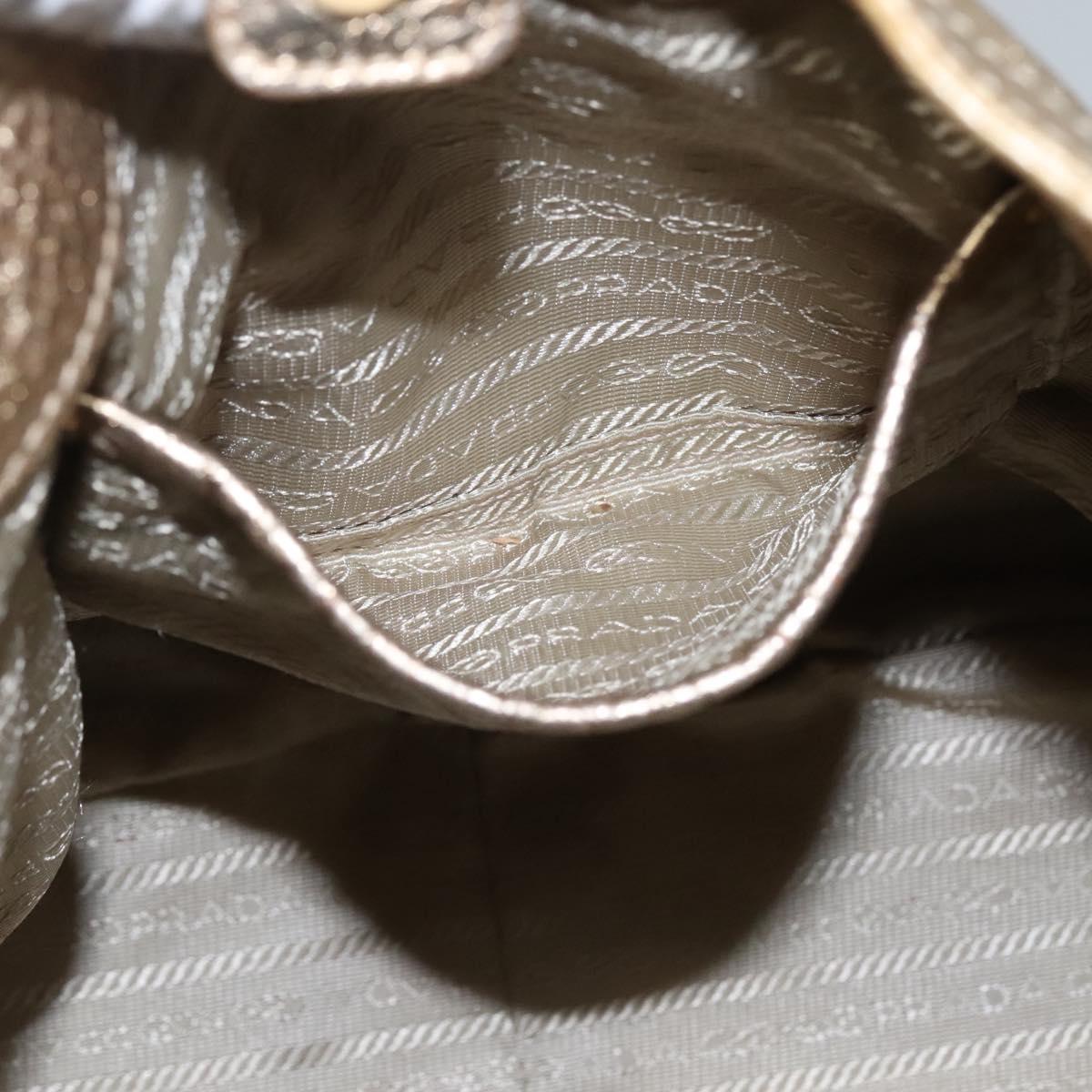 PRADA Tote Bag Leather Gold Tone Auth EC905