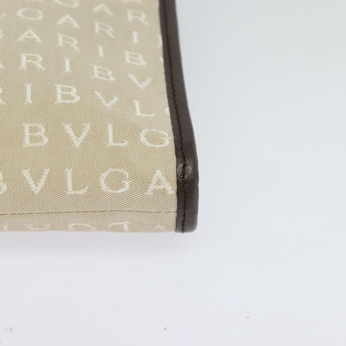 BVLGARI Logo Mania Shoulder Bag Canvas Beige Auth EC908