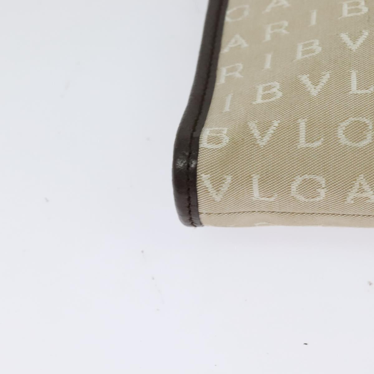 BVLGARI Logo Mania Shoulder Bag Canvas Beige Auth EC908