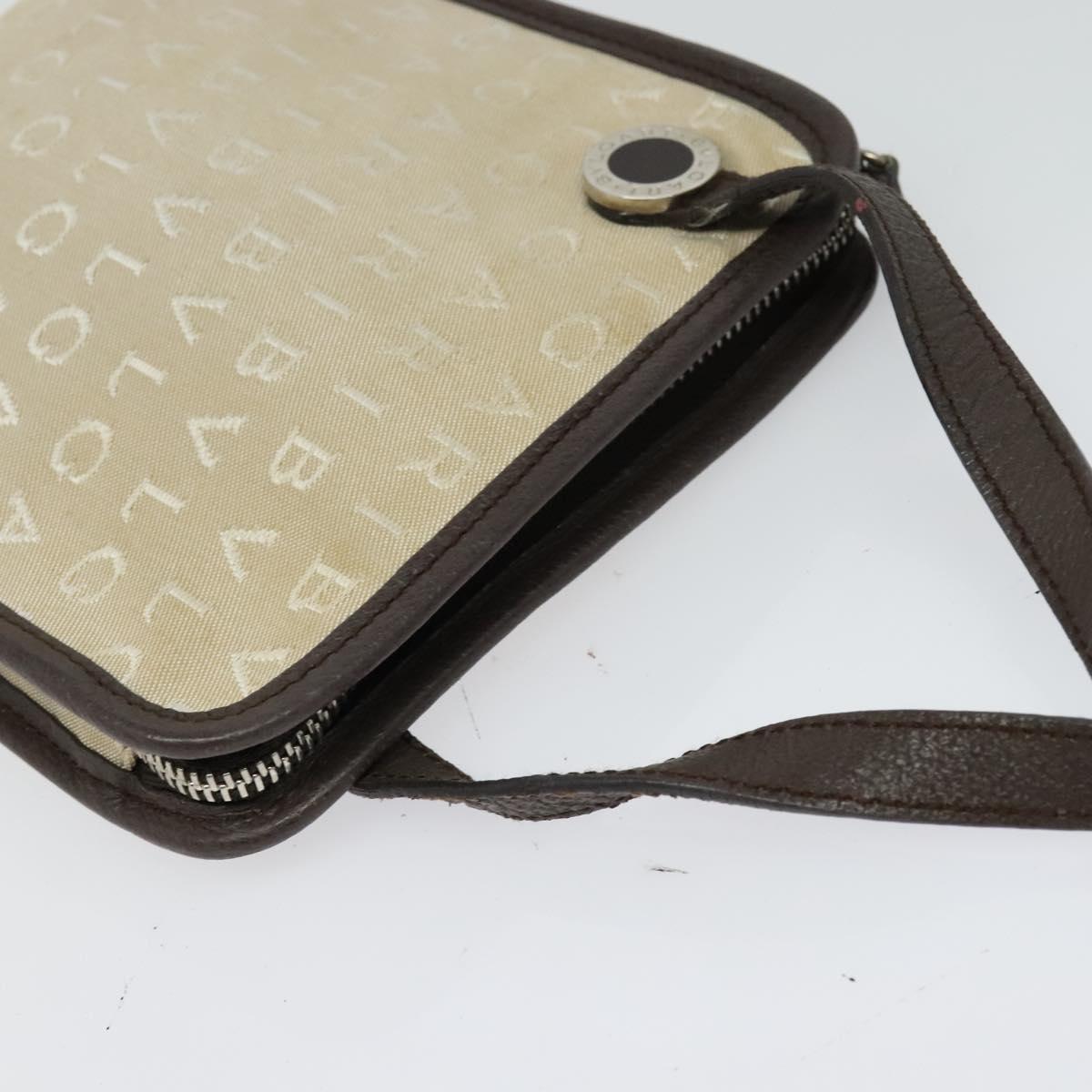 BVLGARI Logo Mania Shoulder Bag Canvas Beige Auth EC908