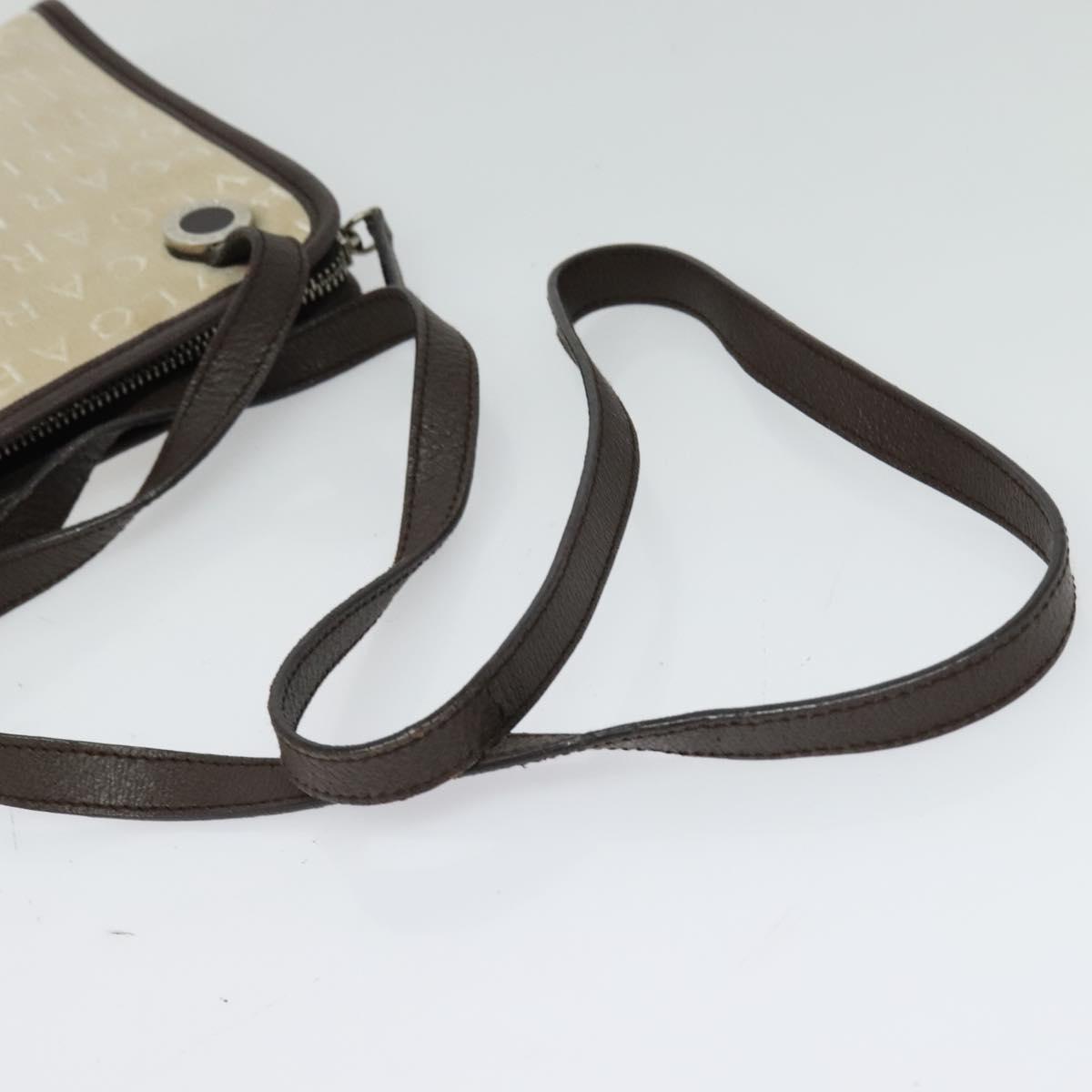 BVLGARI Logo Mania Shoulder Bag Canvas Beige Auth EC908