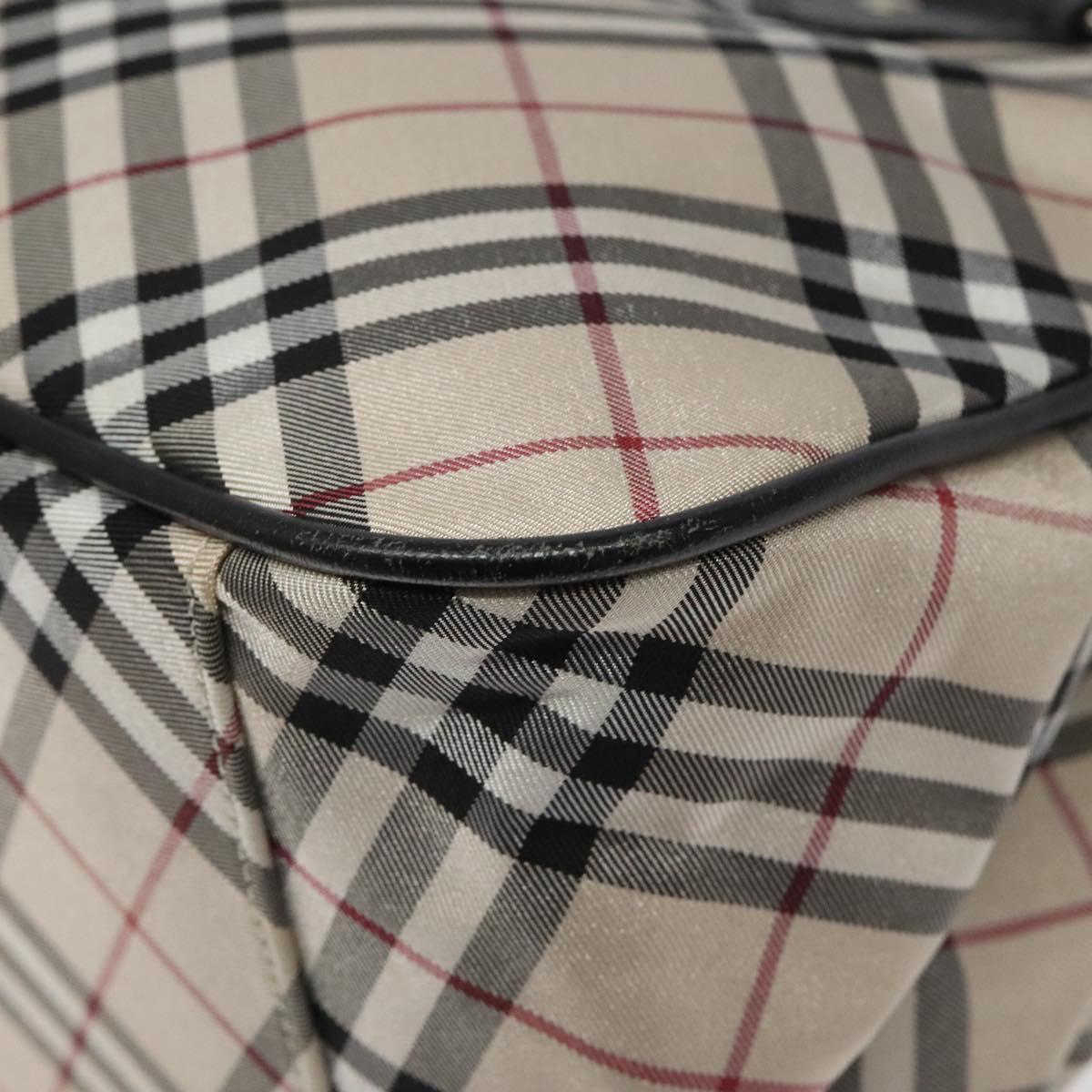 BURBERRY Nova Check Blue Label Hand Bag Nylon Beige Auth EC912