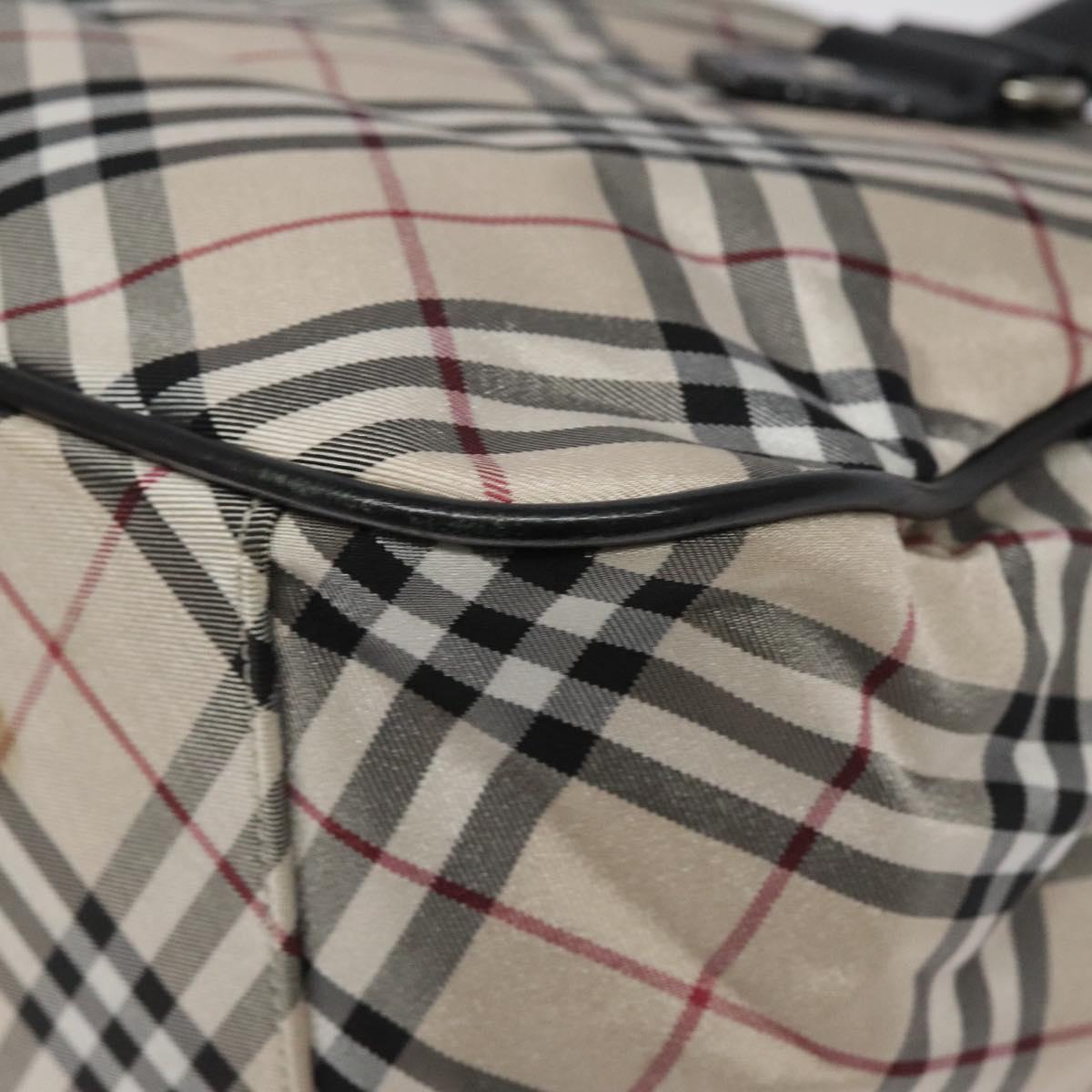 BURBERRY Nova Check Blue Label Hand Bag Nylon Beige Auth EC912