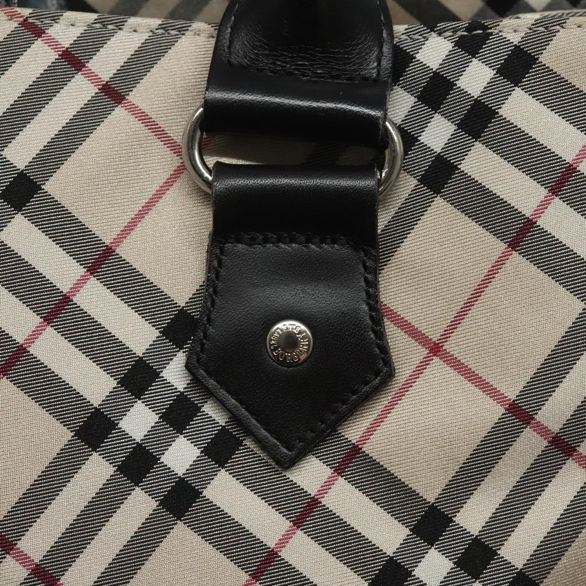 BURBERRY Nova Check Blue Label Hand Bag Nylon Beige Auth EC912