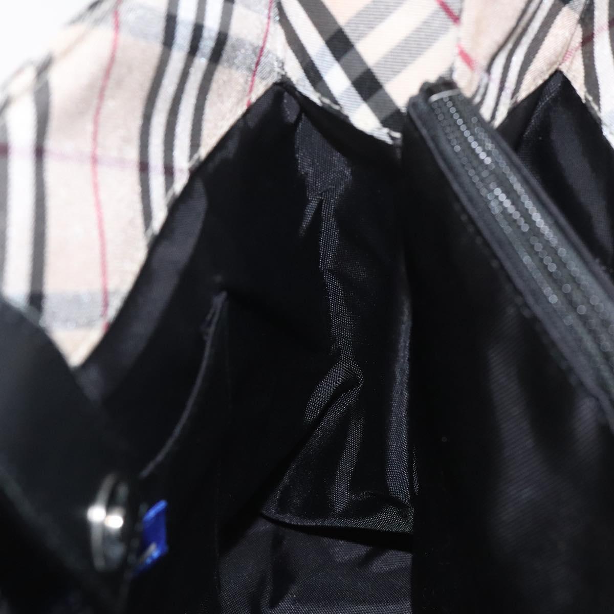 BURBERRY Nova Check Blue Label Hand Bag Nylon Beige Auth EC912