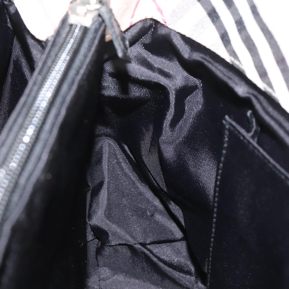 BURBERRY Nova Check Blue Label Hand Bag Nylon Beige Auth EC912