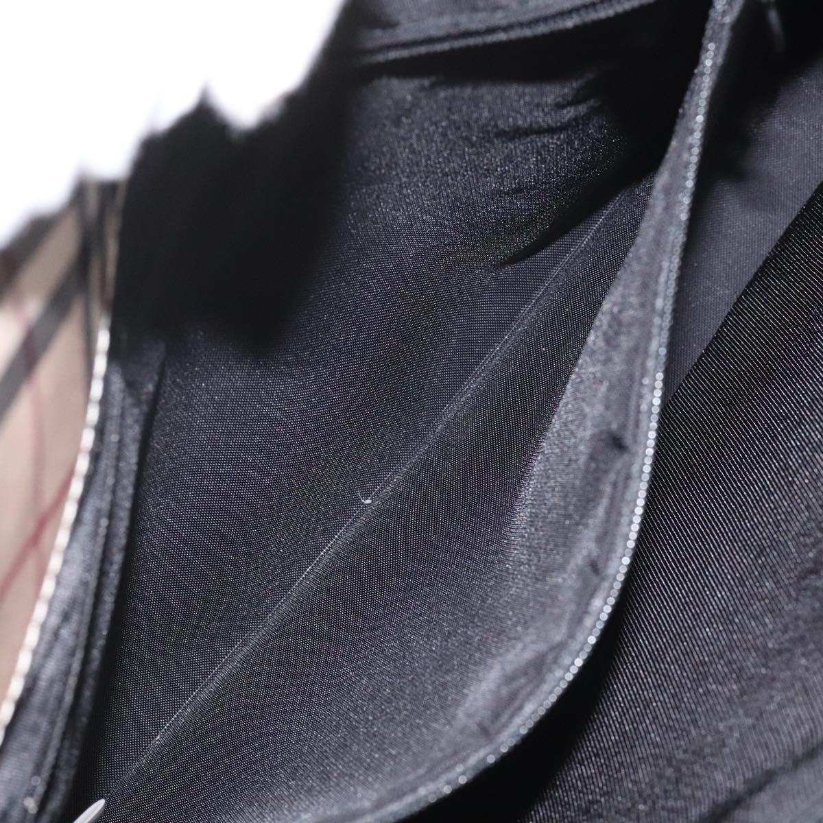 BURBERRY Nova Check Blue Label Hand Bag Nylon Beige Auth EC912