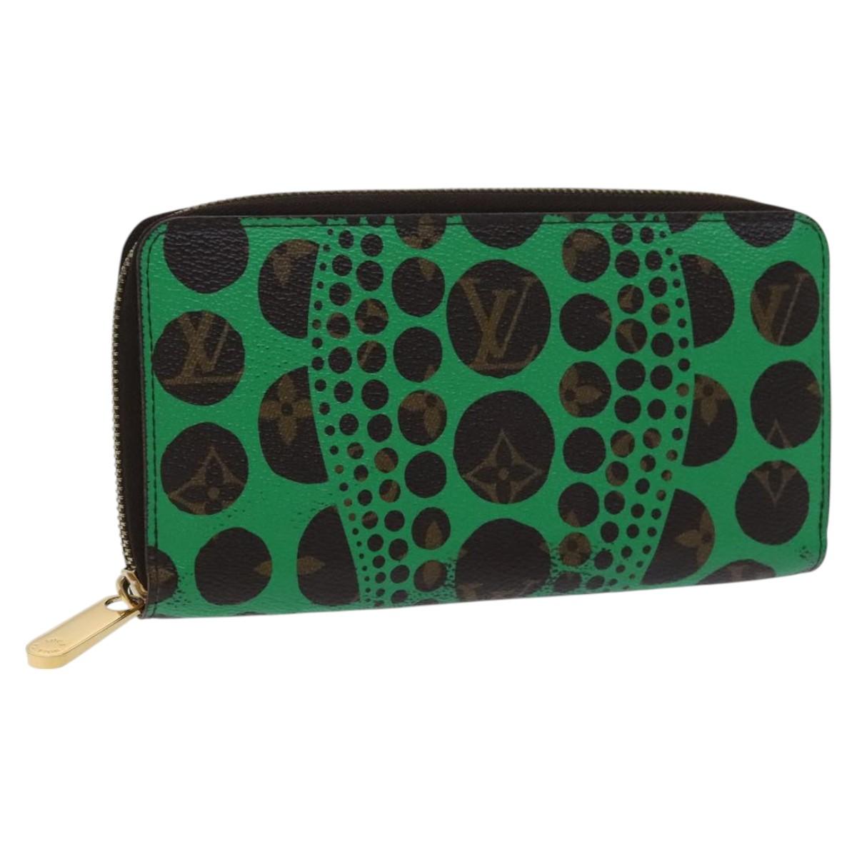 LOUIS VUITTON Monogram Yayoi Kusama Zippy Wallet Green M60451 LV Auth EC922