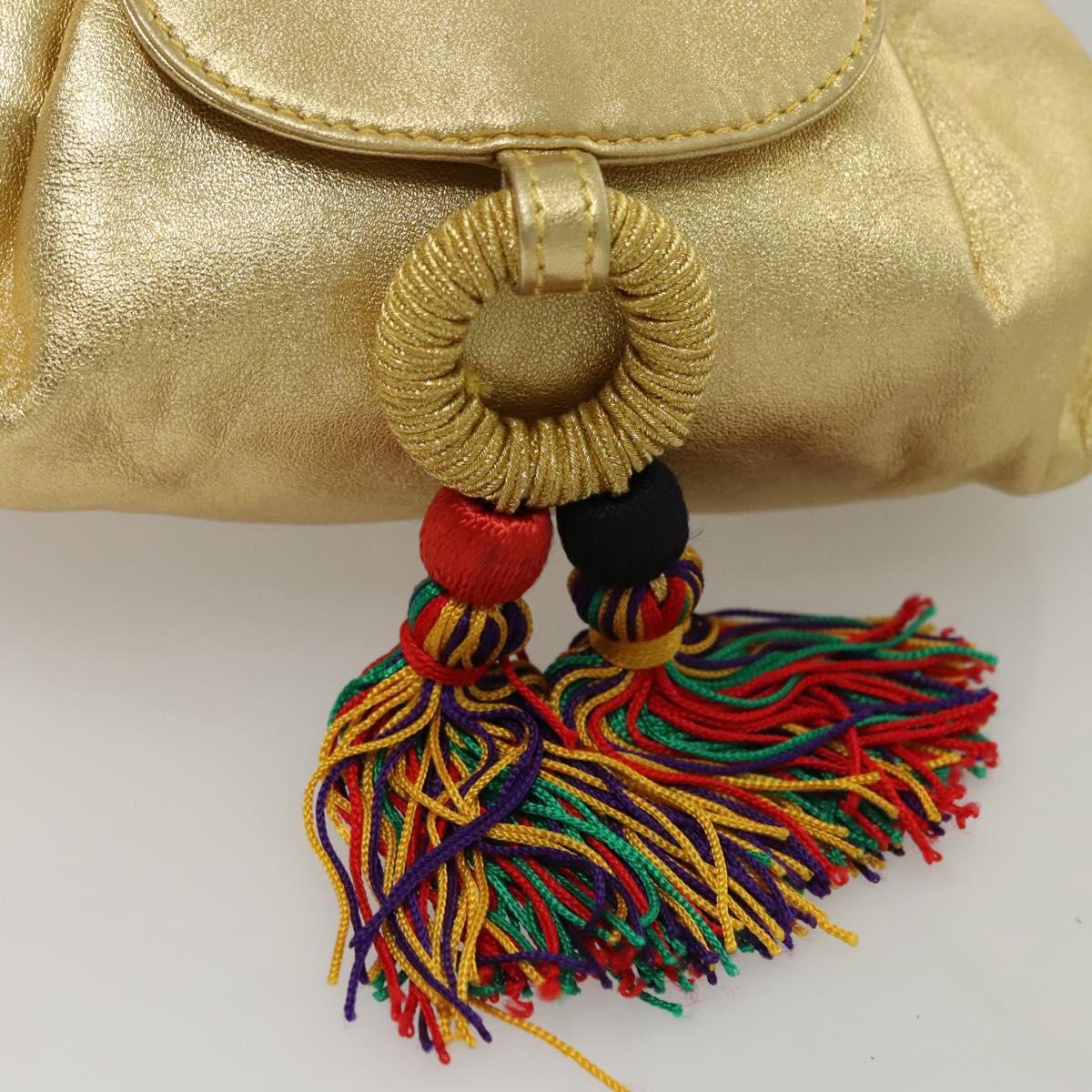 LOEWE Shoulder Bag Leather Gold Tone Auth EC925