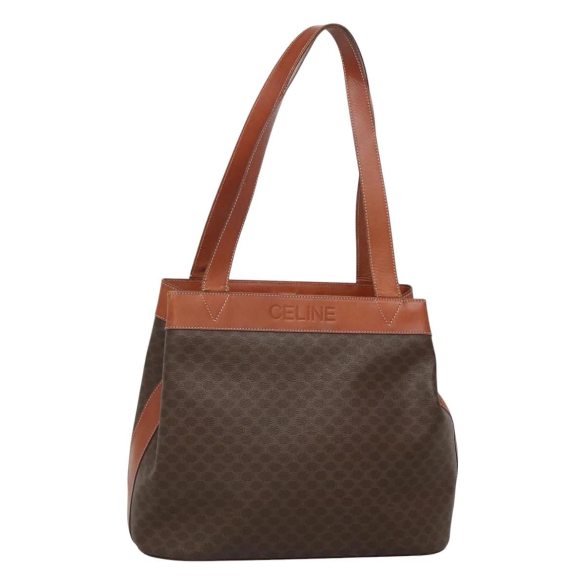CELINE Macadam Canvas Tote Bag PVC Leather Brown Auth EC931
