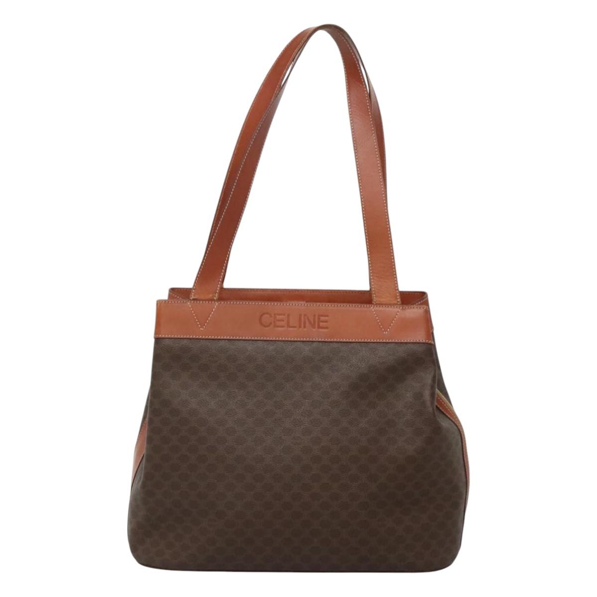 CELINE Macadam Canvas Tote Bag PVC Leather Brown Auth EC931