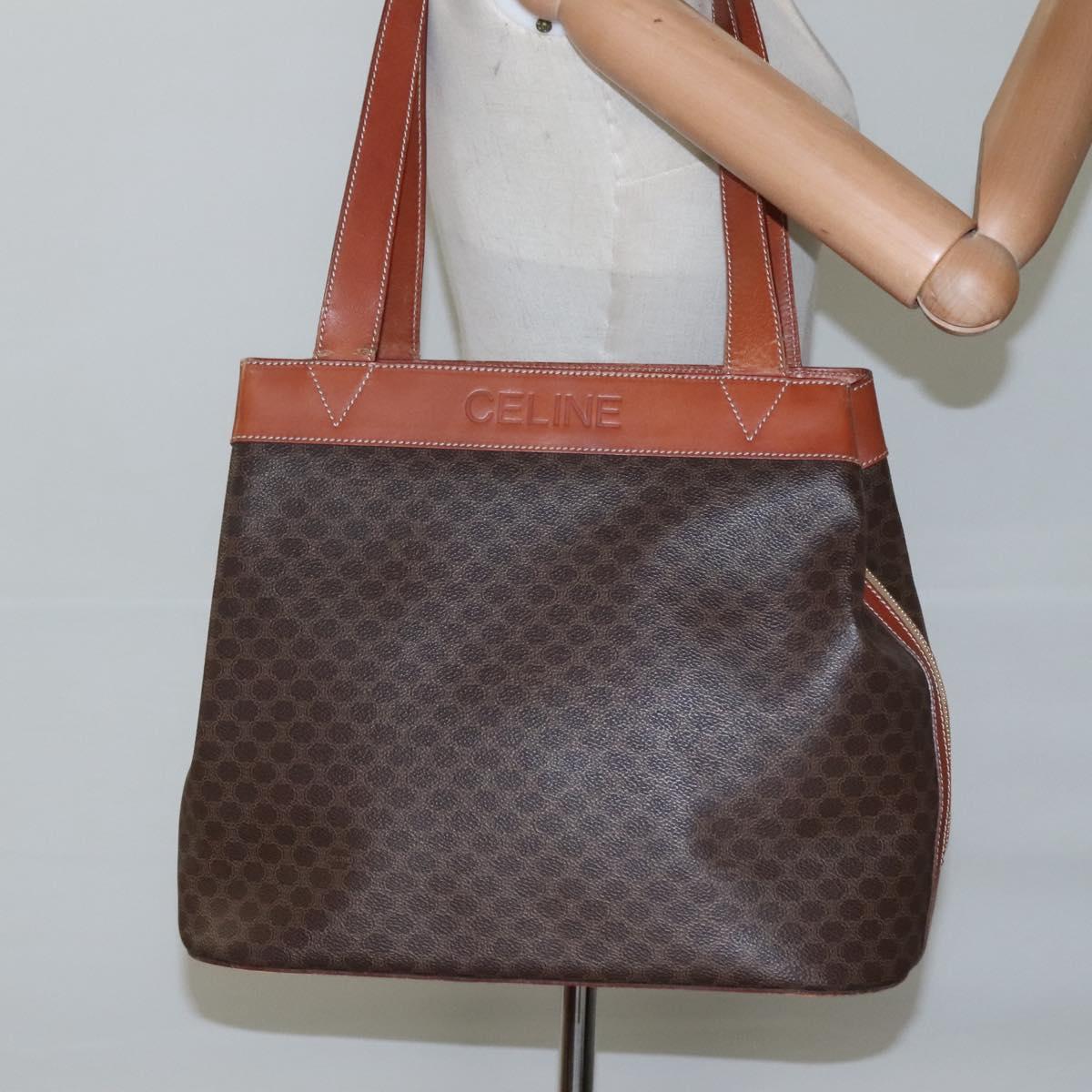 CELINE Macadam Canvas Tote Bag PVC Leather Brown Auth EC931
