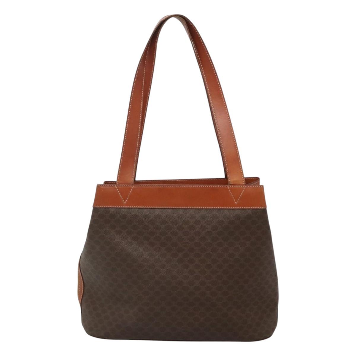 CELINE Macadam Canvas Tote Bag PVC Leather Brown Auth EC931